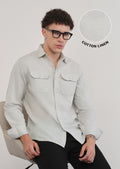 Light Grey Cotton Linen Flap Pocket Shirt