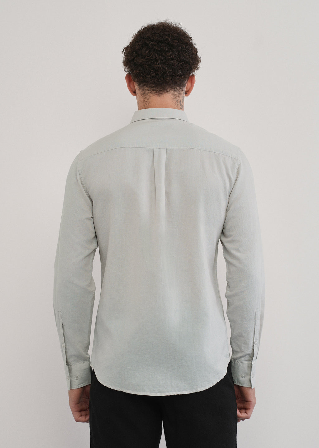 Light Grey Cotton Linen Flap Pocket Shirt