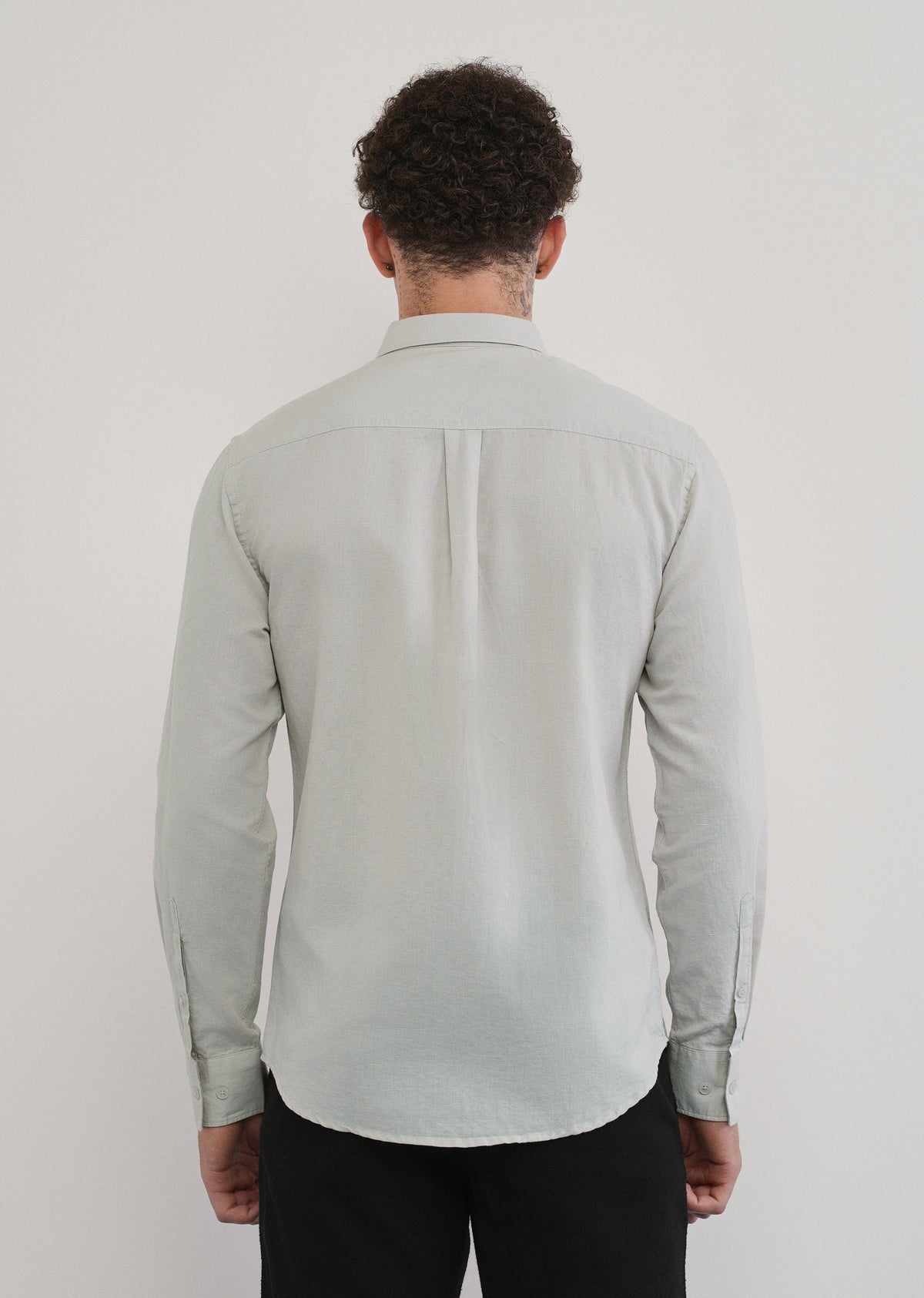 Light Grey Cotton Linen Flap Pocket Shirt