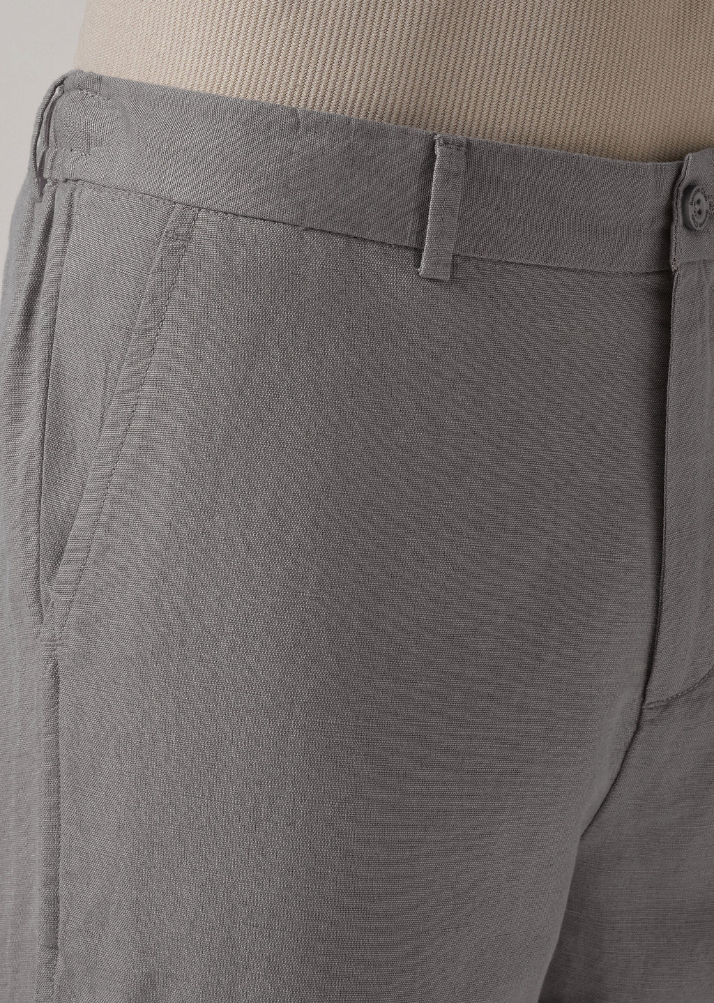 Light Grey Linen Relaxed Fit Trouser
