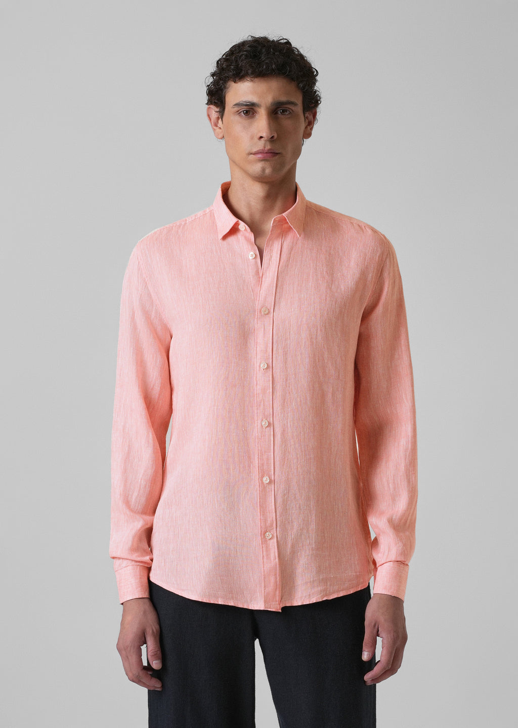 100% Pure Irish Light Peach Linen Shirt