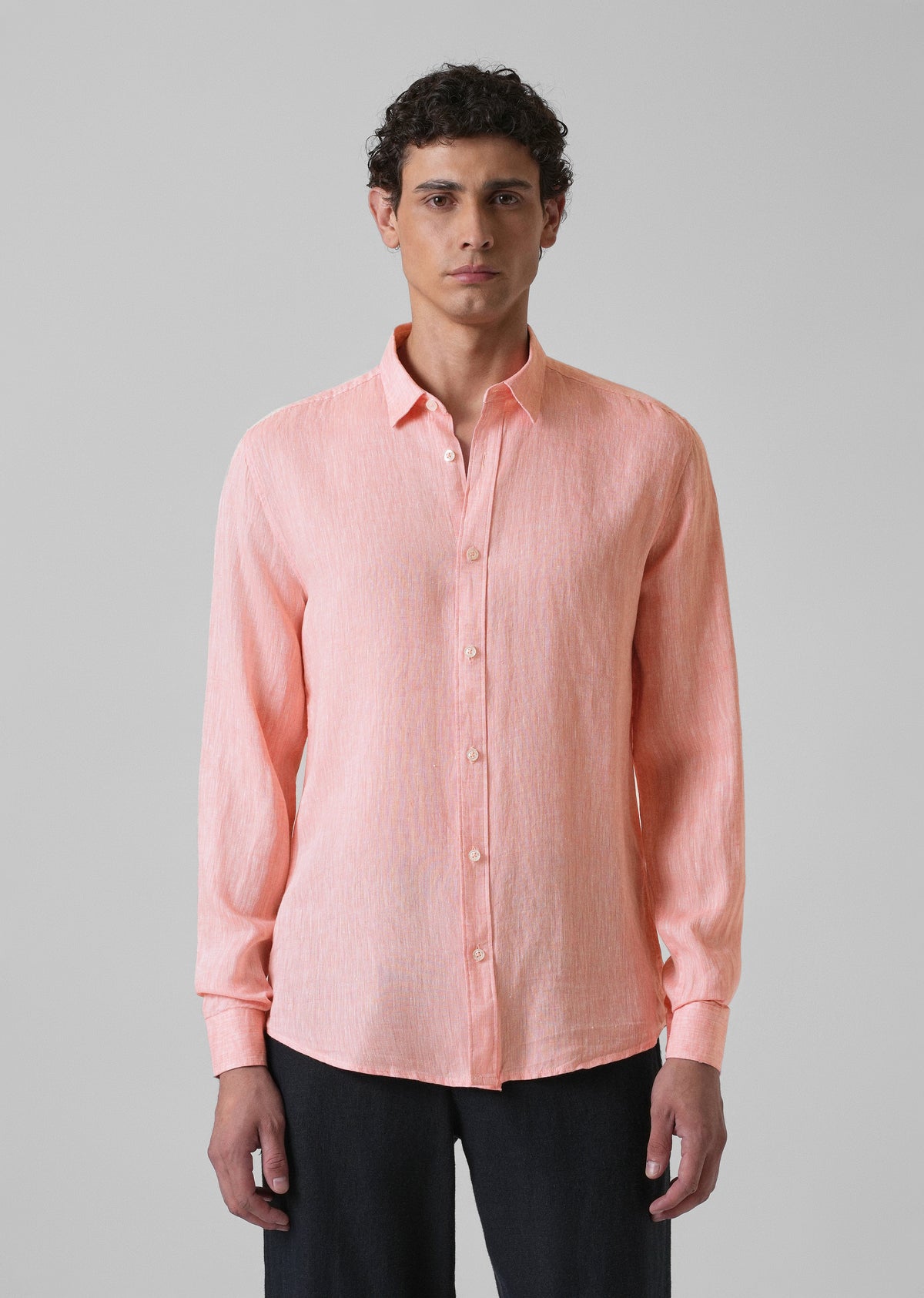 100% Pure Irish Light Peach Linen Shirt