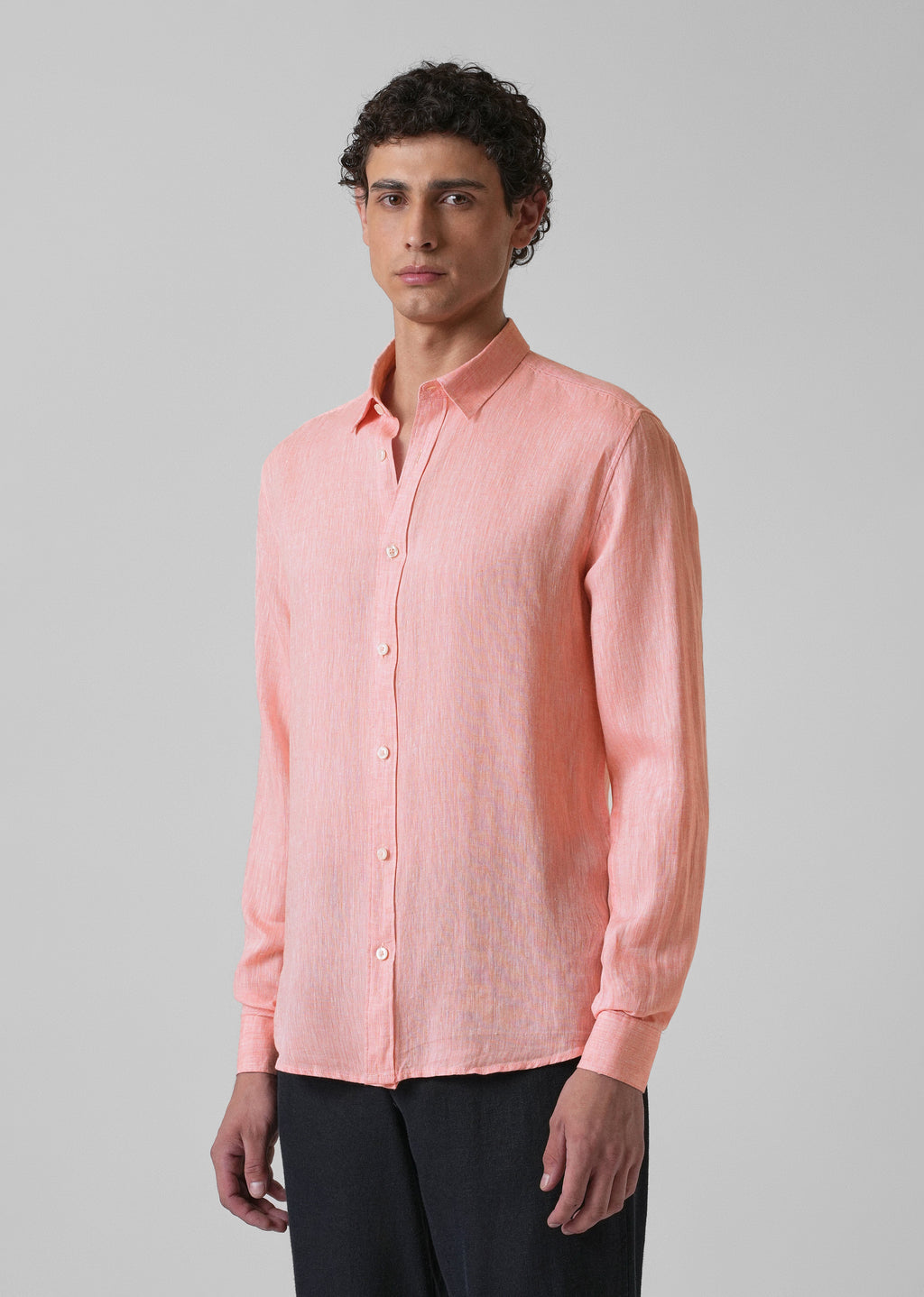 100% Pure Irish Light Peach Linen Shirt