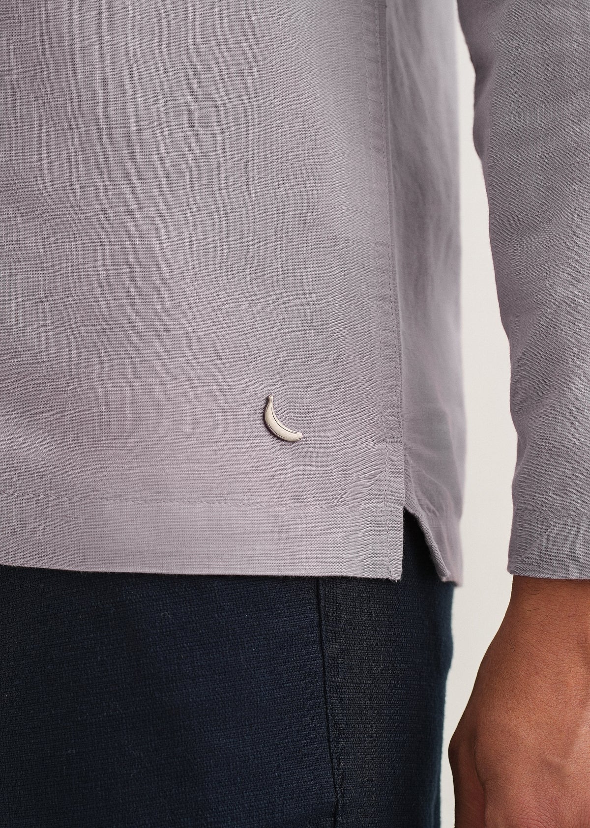 Light Purple Hidden Sleeve Placket Cotton Linen Shirt