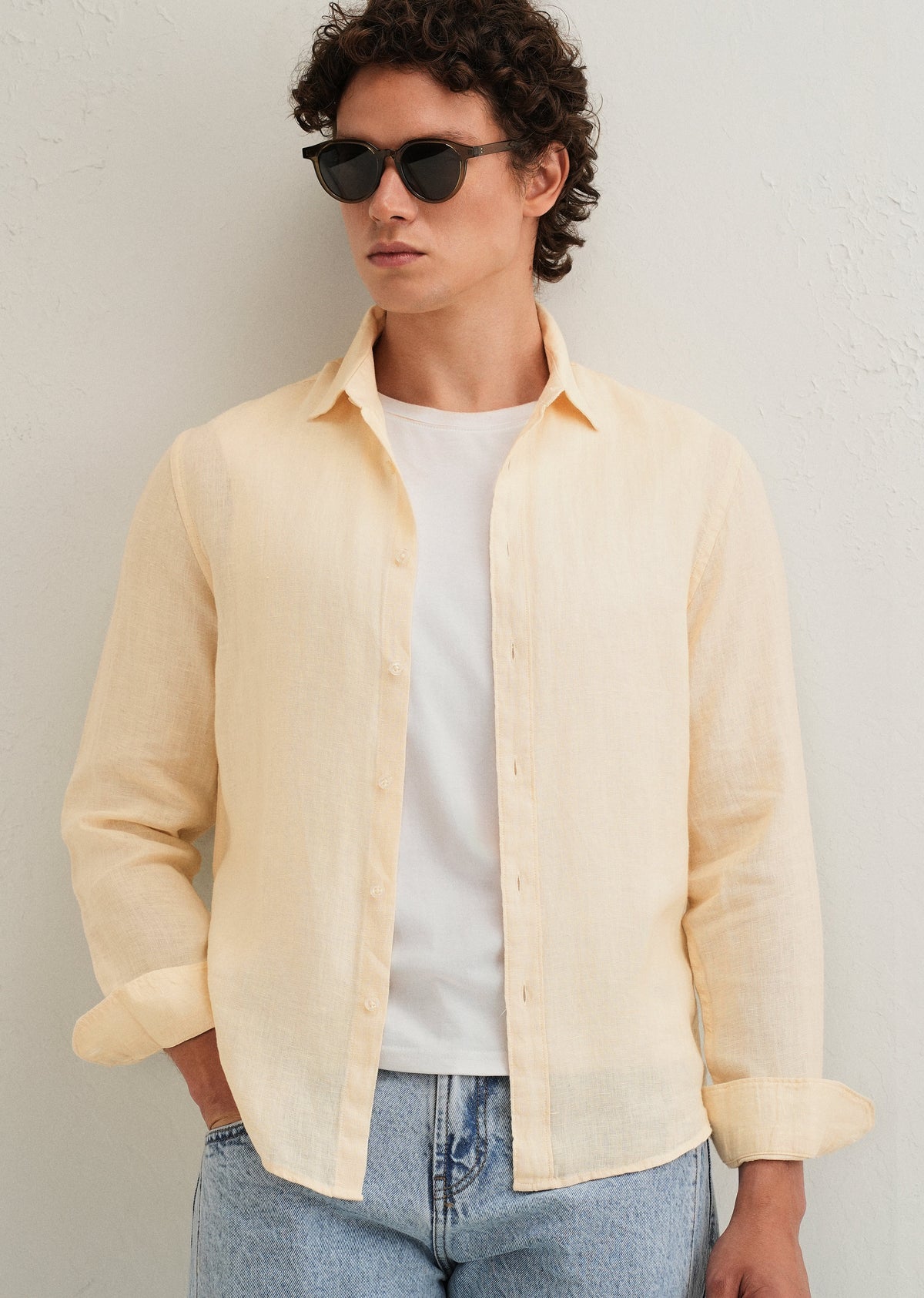 Light Yellow Pure Linen Shirt