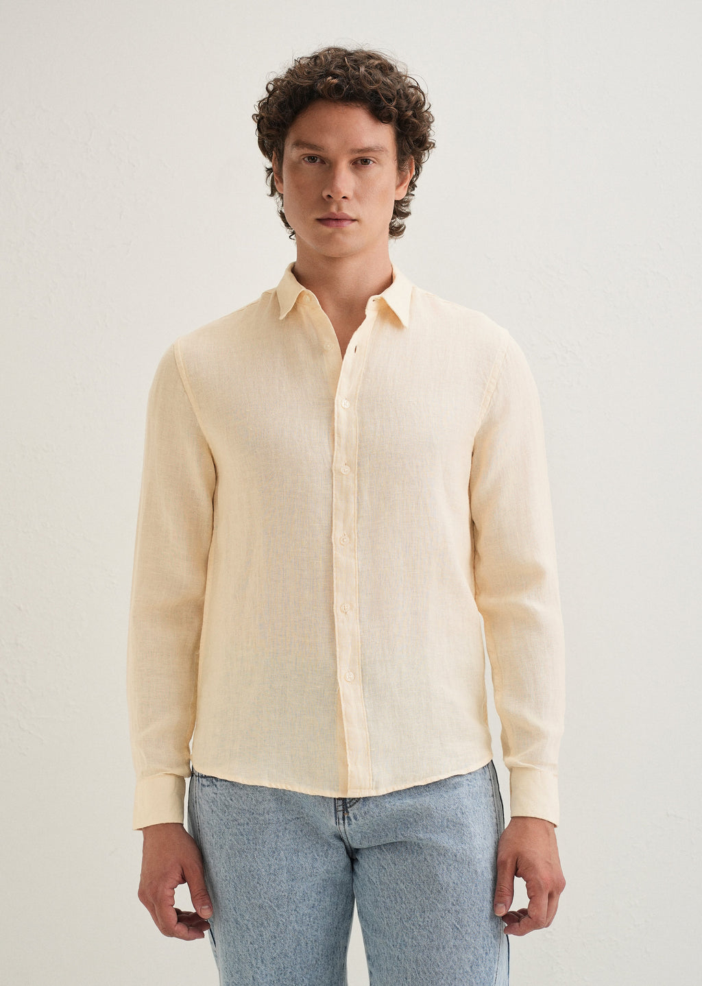 Light Yellow Pure Linen Shirt