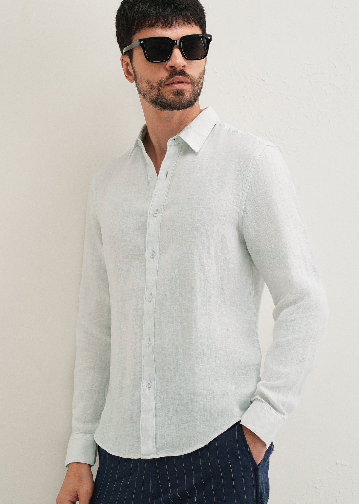 Light Aqua Pure Linen Shirt