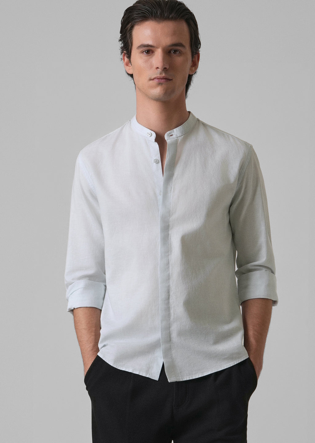 Light Blue Cotton Linen Shirt