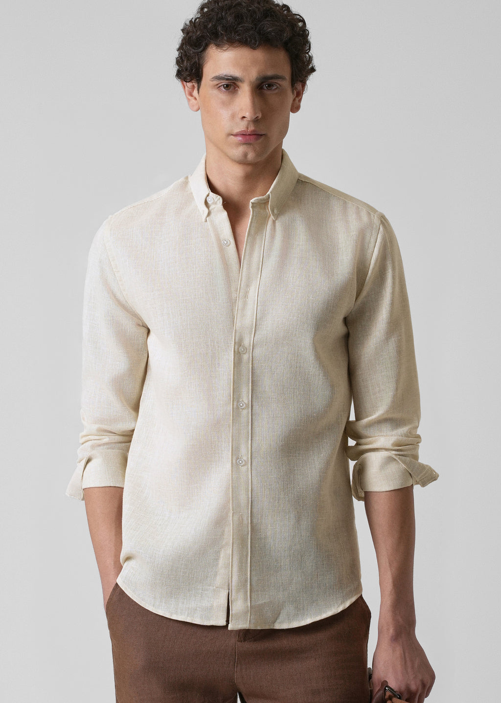 Light Cream Blended Linen shirt