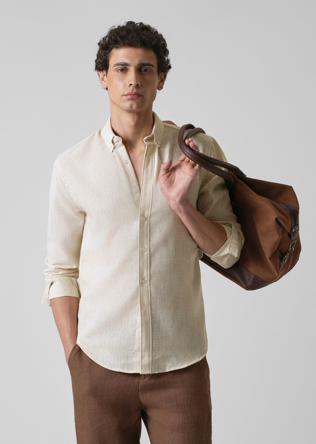 Light Cream Blended Linen shirt
