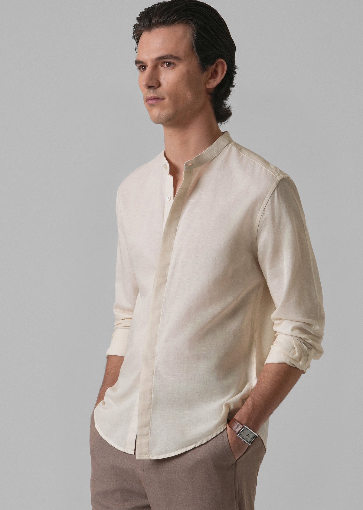 Light Cream Cotton Linen Shirt