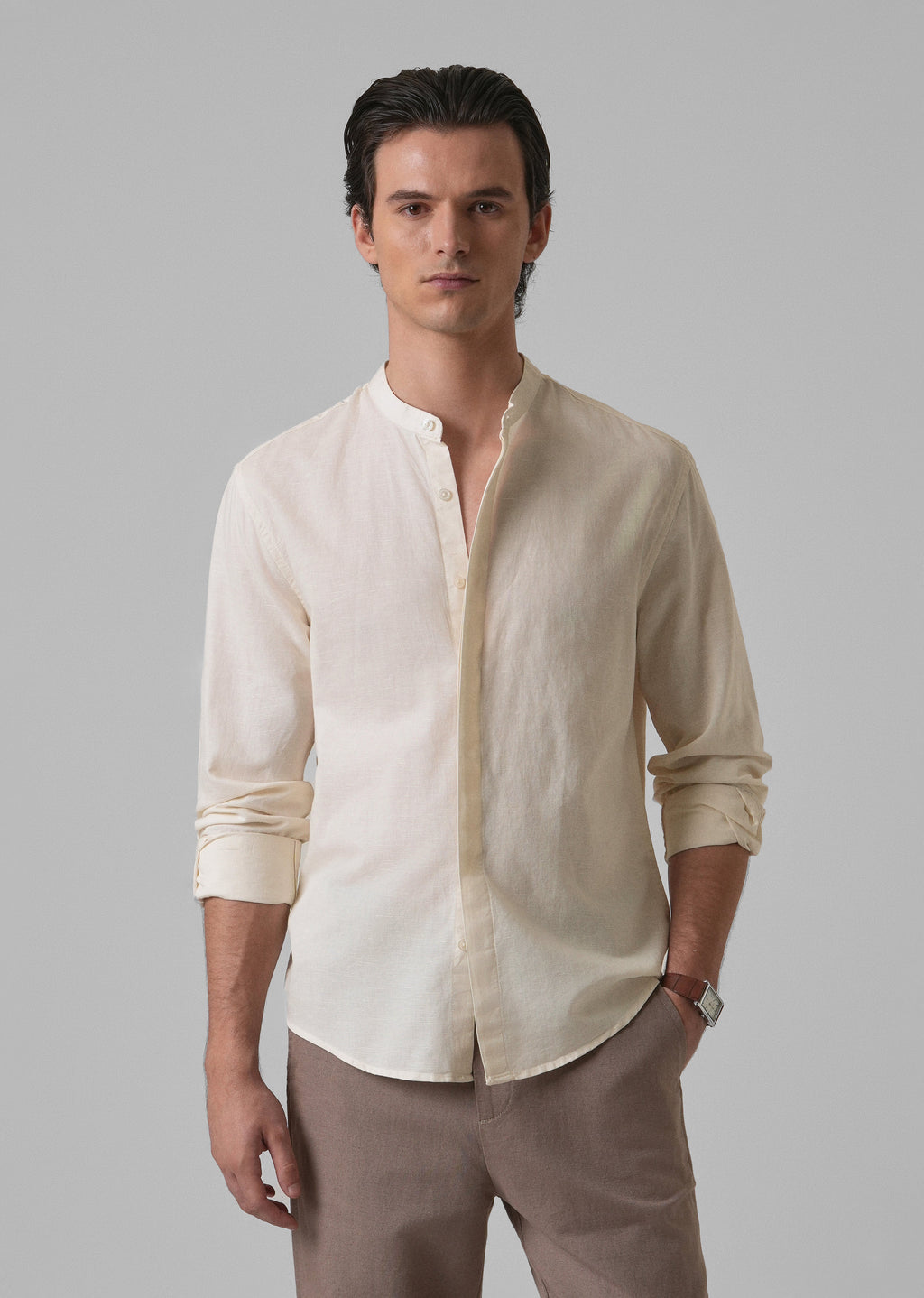 Light Cream Cotton Linen Shirt