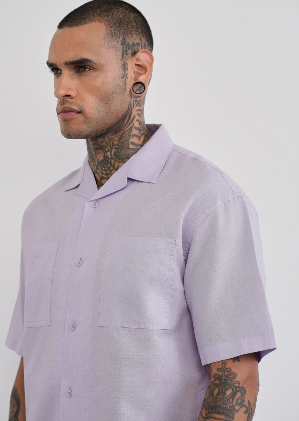 Lilac Double Pocket Cotton Linen Shirt