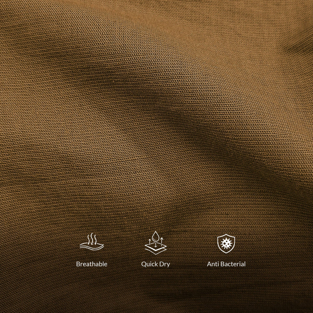 Breeze Linen Half Sleeves Shirt in Cocoa