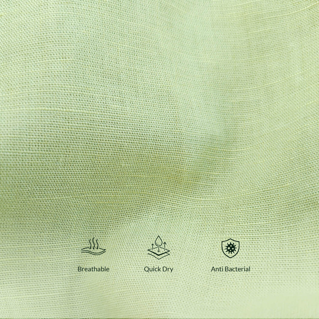 Breeze Linen Full Sleeves Shirt In Leaf Green