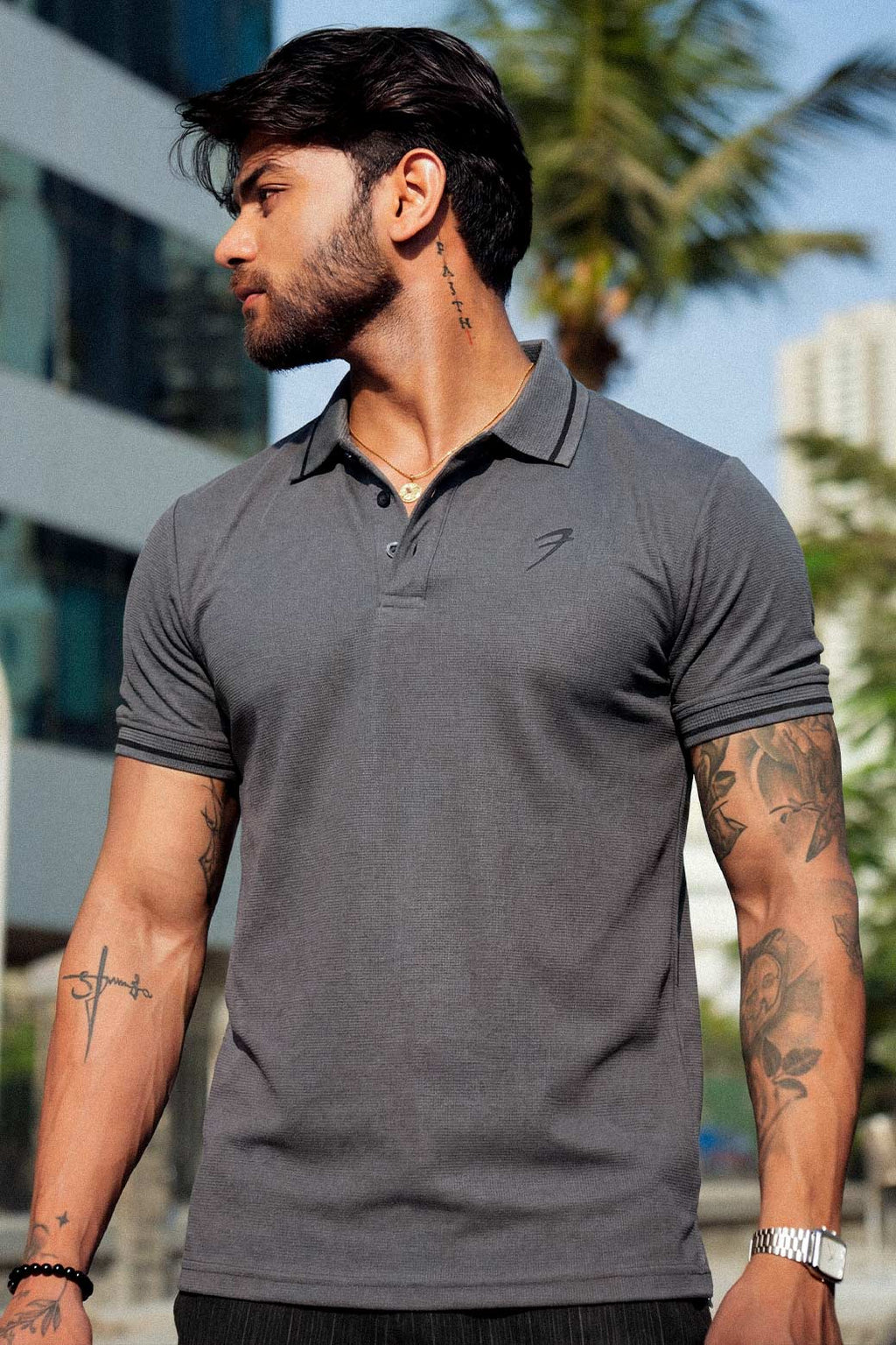 Mark Polo T-shirt Dark Grey