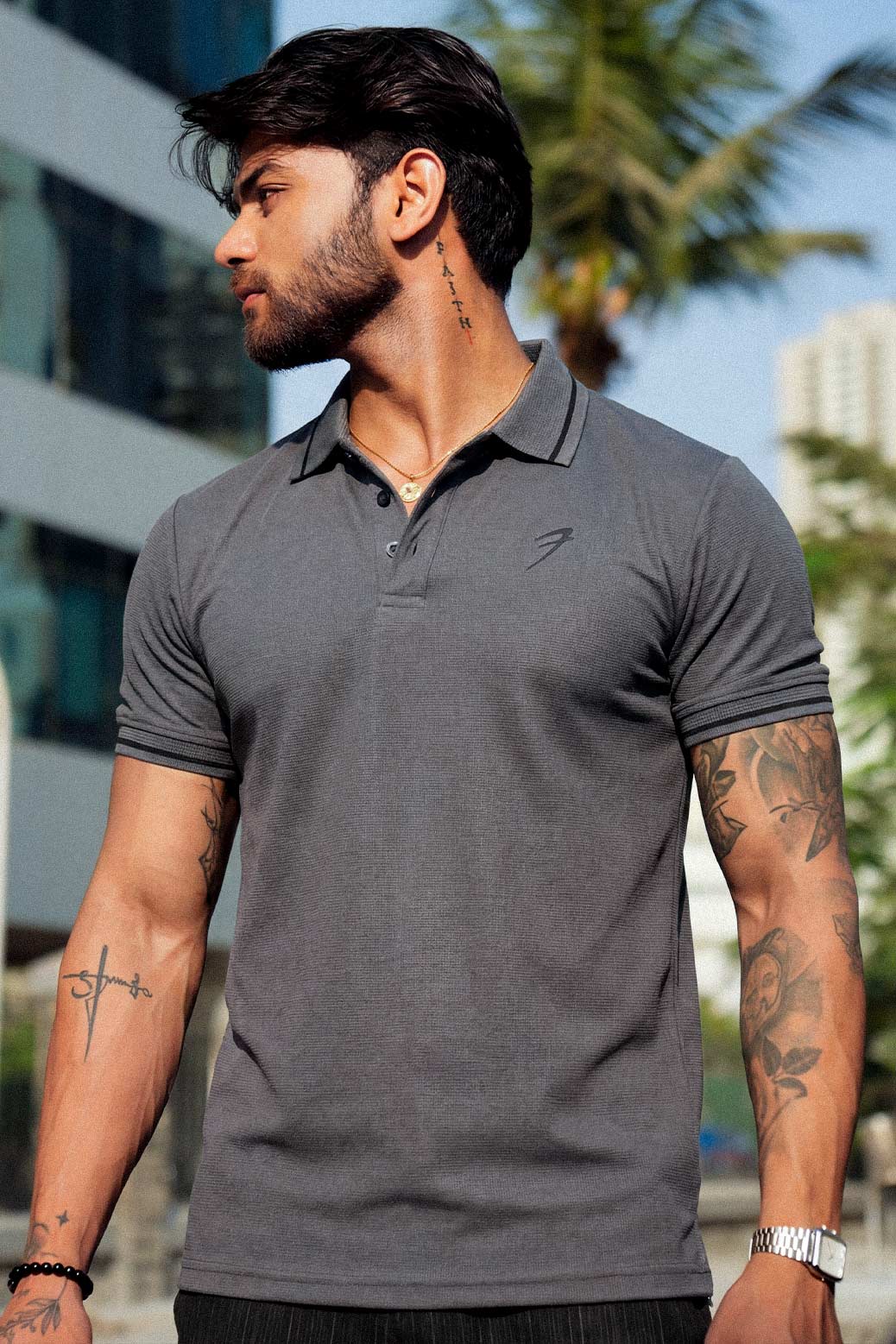 Mark Polo T-shirt Dark Grey
