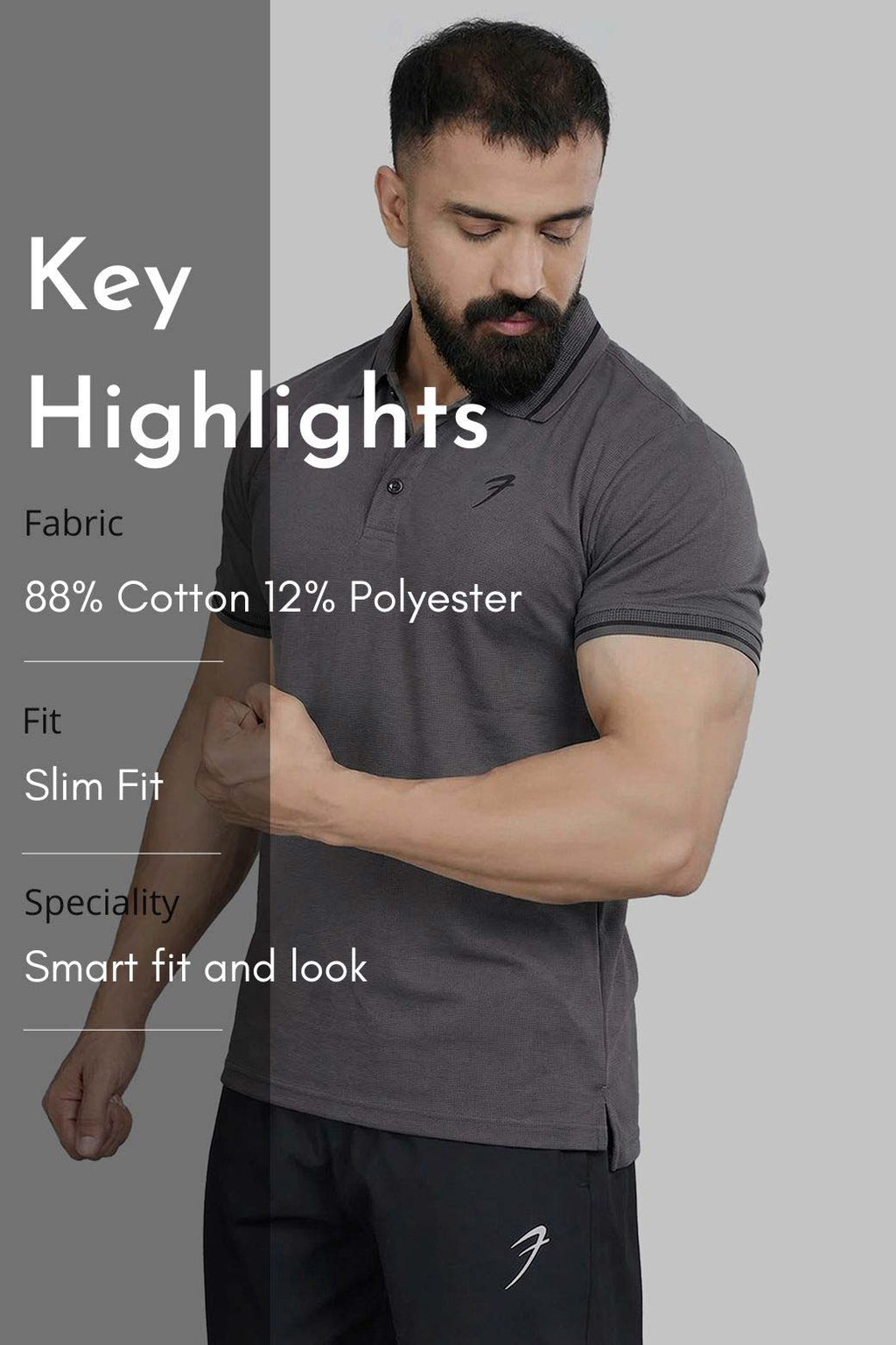 Mark Polo T-shirt Dark Grey