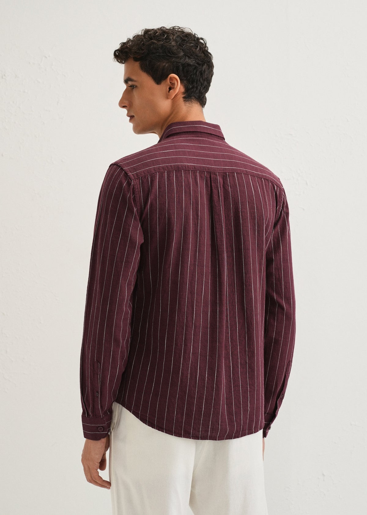 Maroon Striped Cotton Shirt