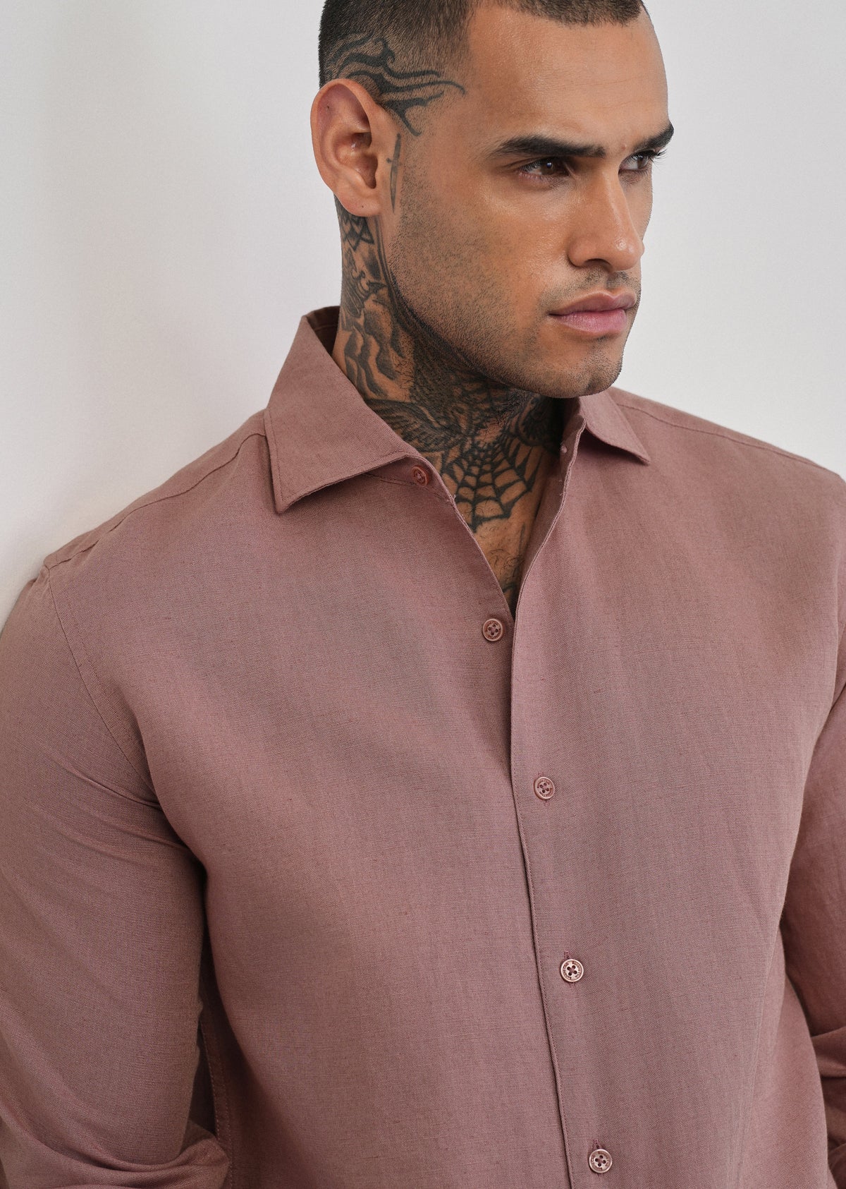 Mauve Plain Cotton Linen Shirt