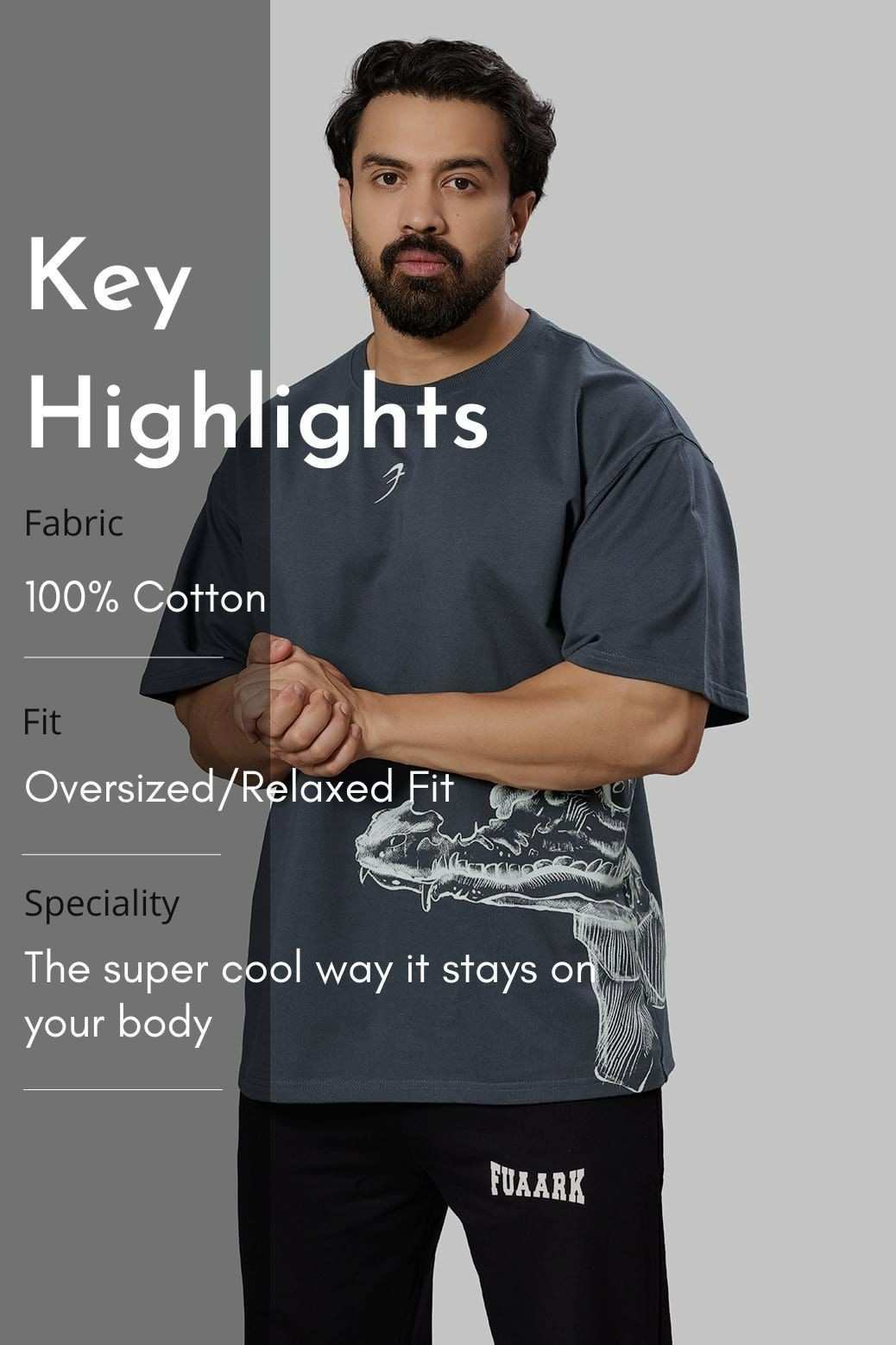 Bite Back Oversized T-shirt Dark Grey