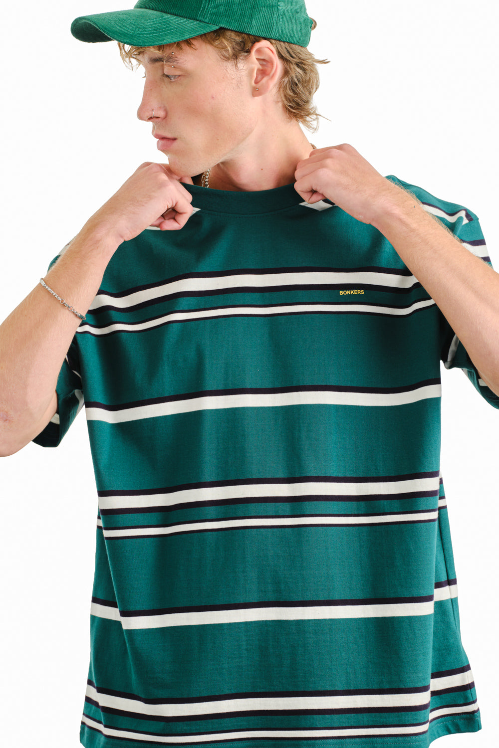 Midnight Pine Stripe Oversized T-shirt OSB3