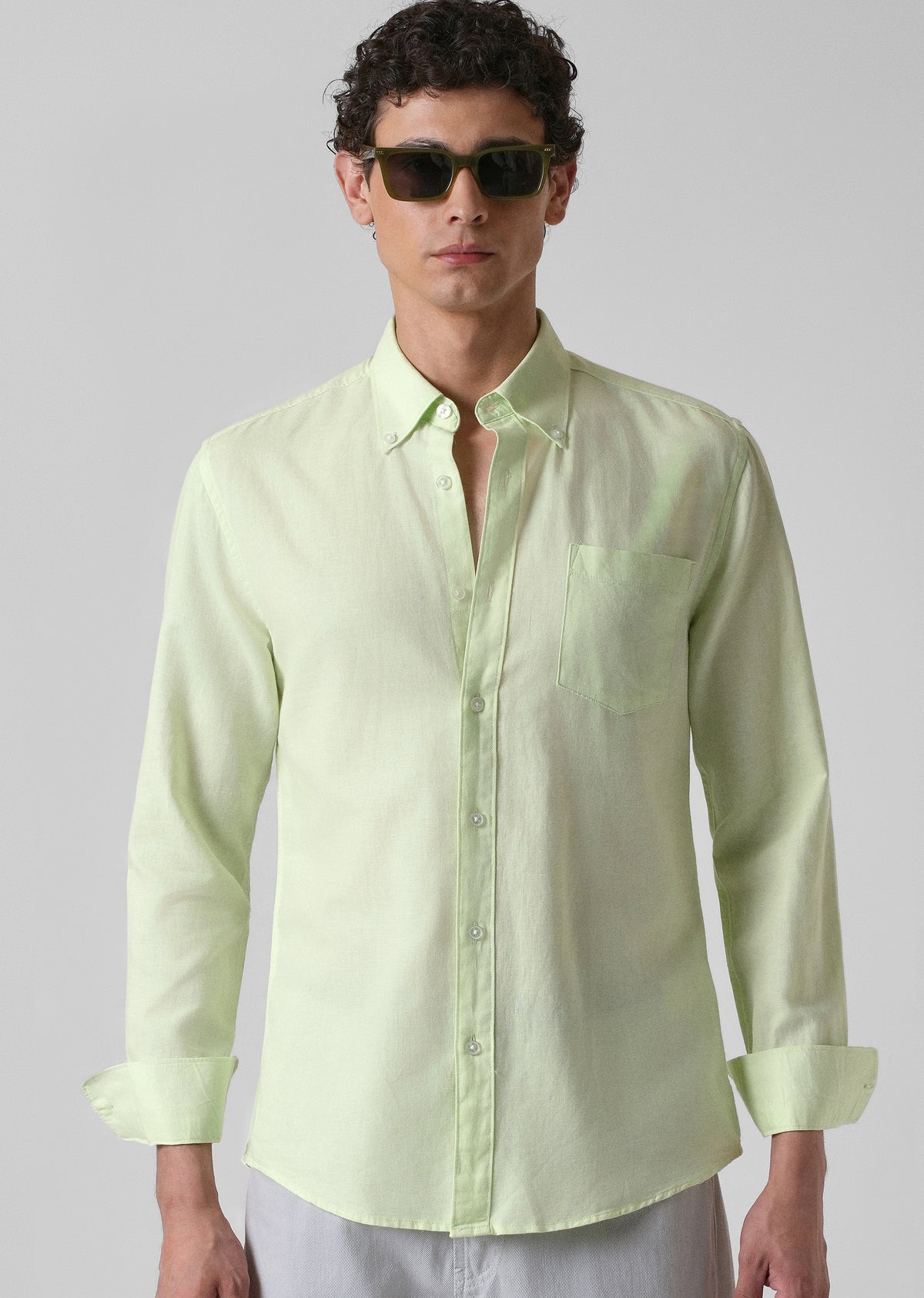 Mint Pastel Green Cotton Linen Shirt