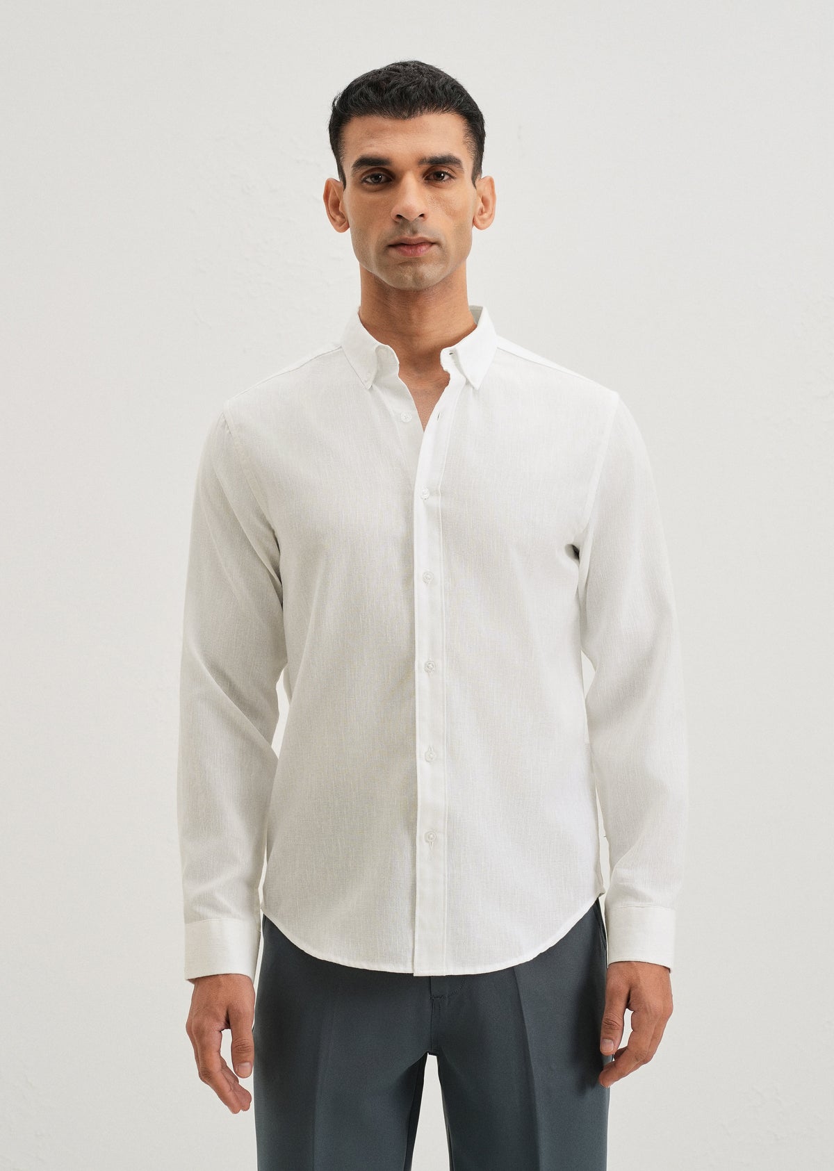 Misty White Blended Linen shirt
