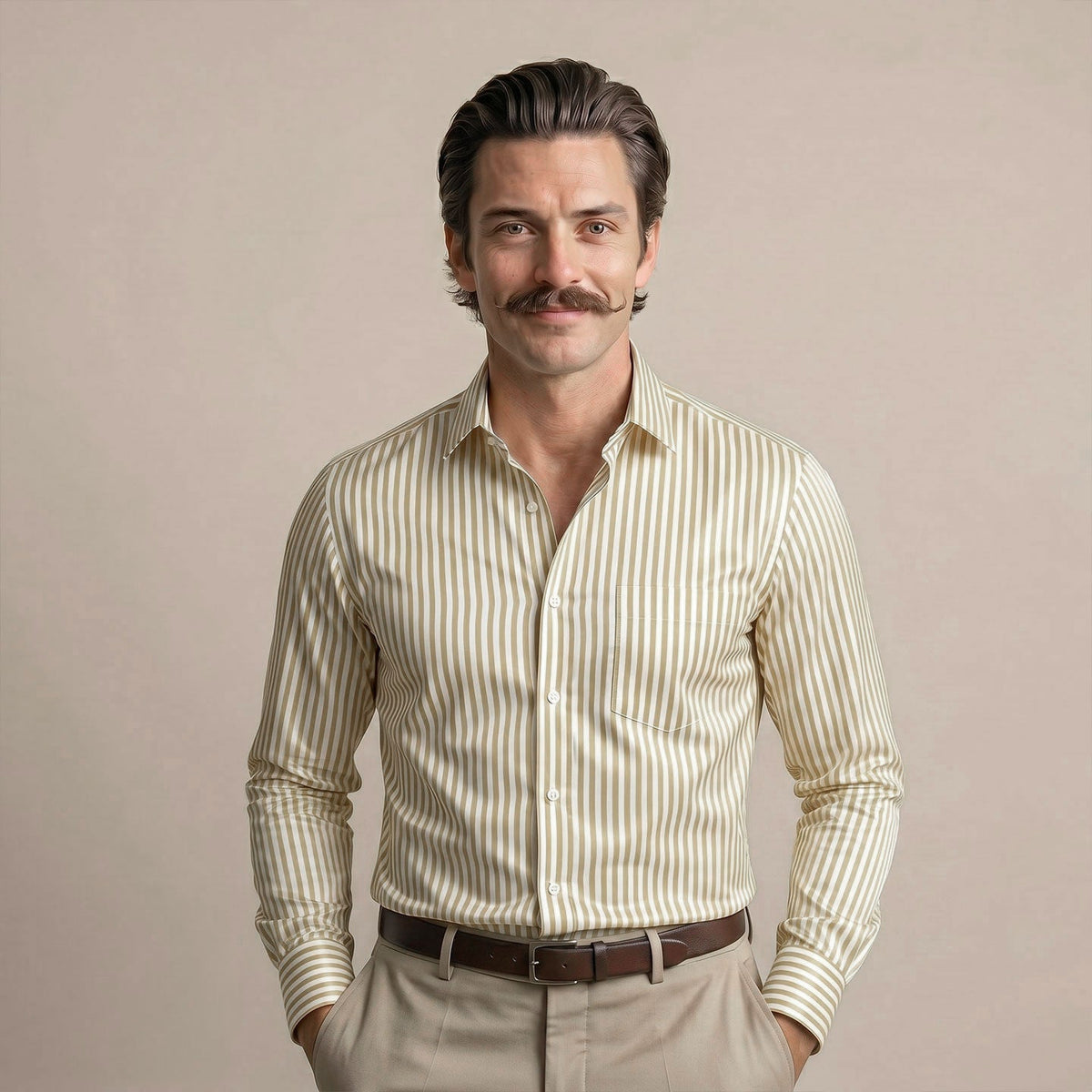 Boardroom Bengal Stripes Shirt In Sand