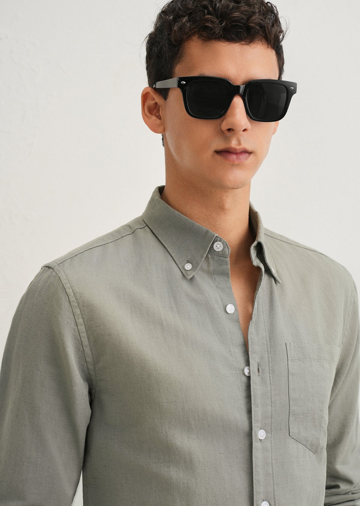 Moss Green Cotton Linen Shirt
