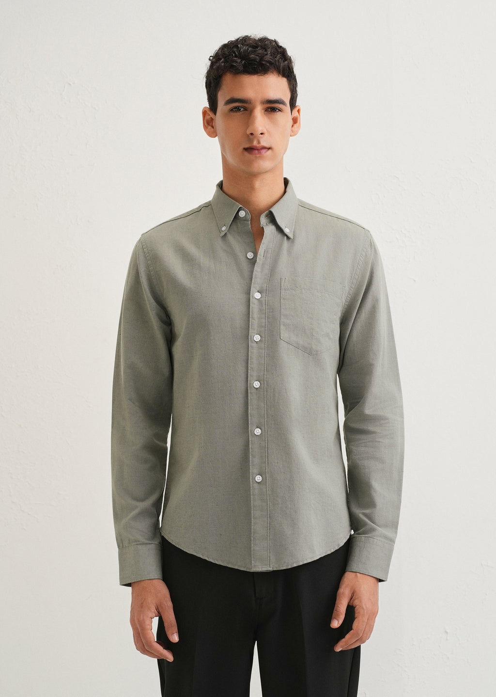 Moss Green Cotton Linen Shirt