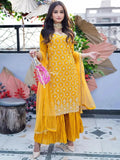 Libas Mustard Embroidered Silk Blend Pakistani Suit