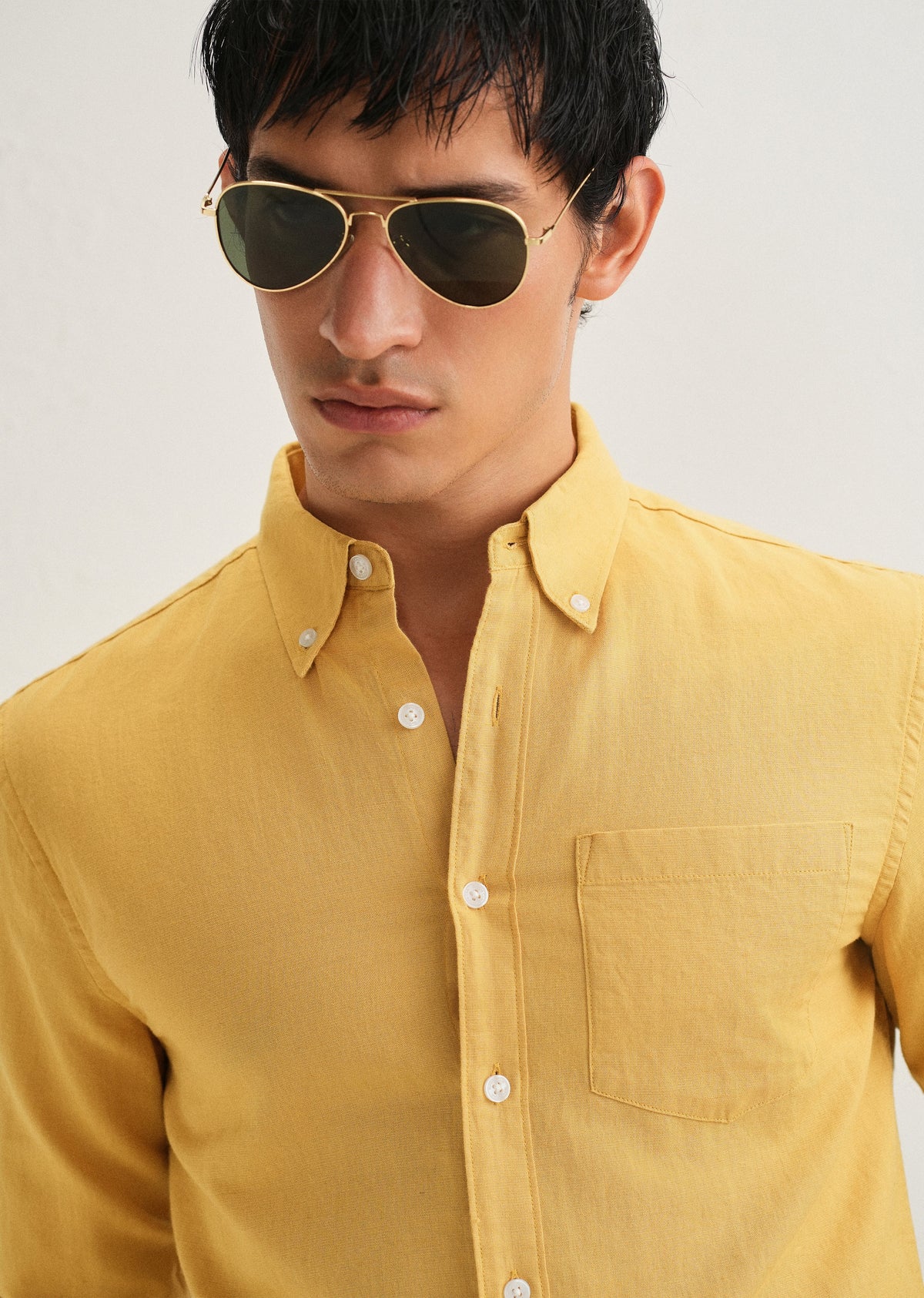 Mustard Yellow Cotton Linen Shirt