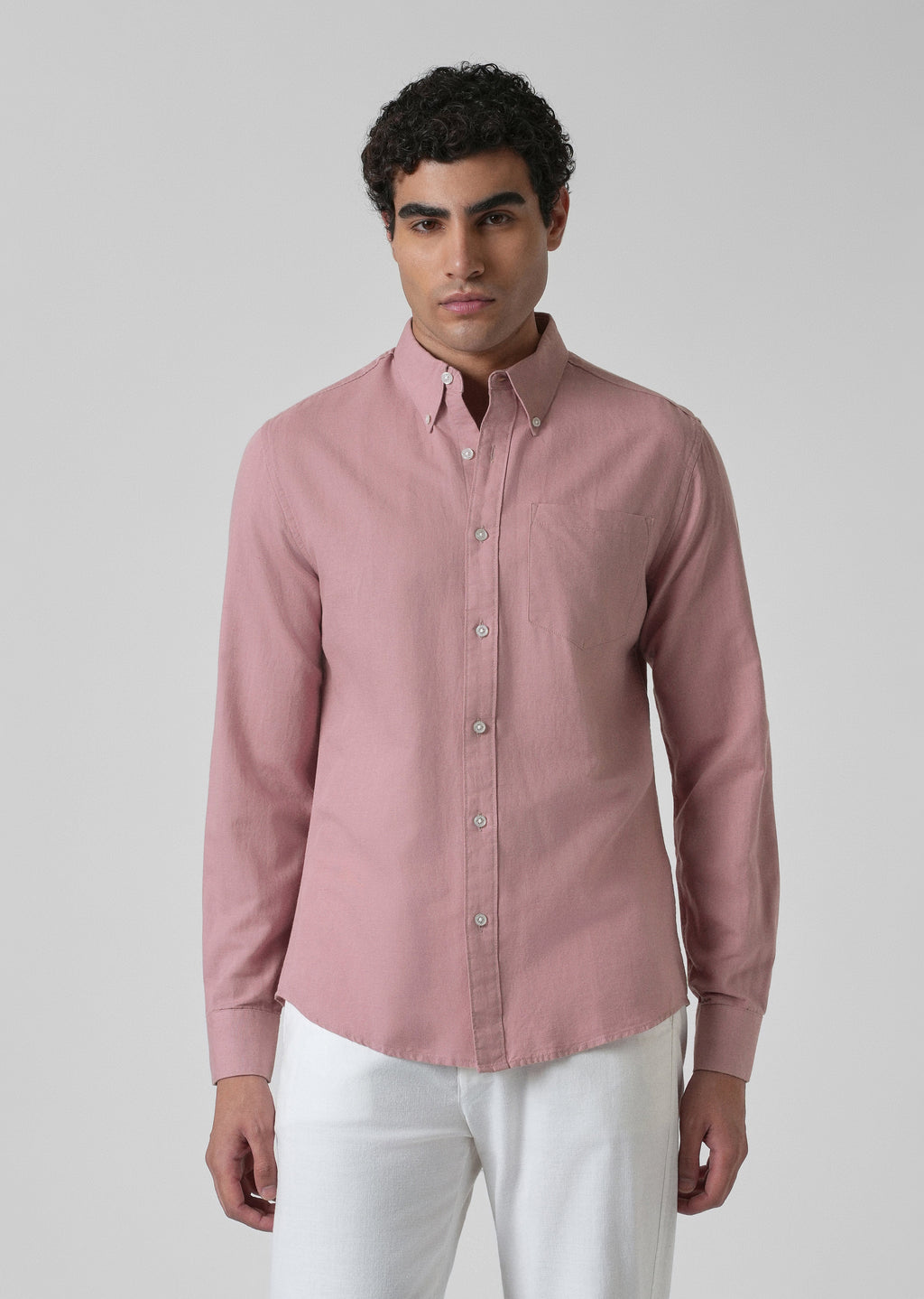 Nude Pink Cotton Linen Shirt
