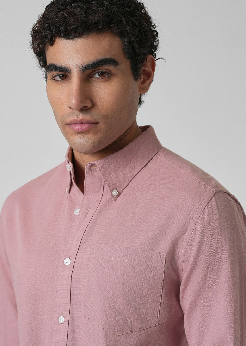 Nude Pink Cotton Linen Shirt