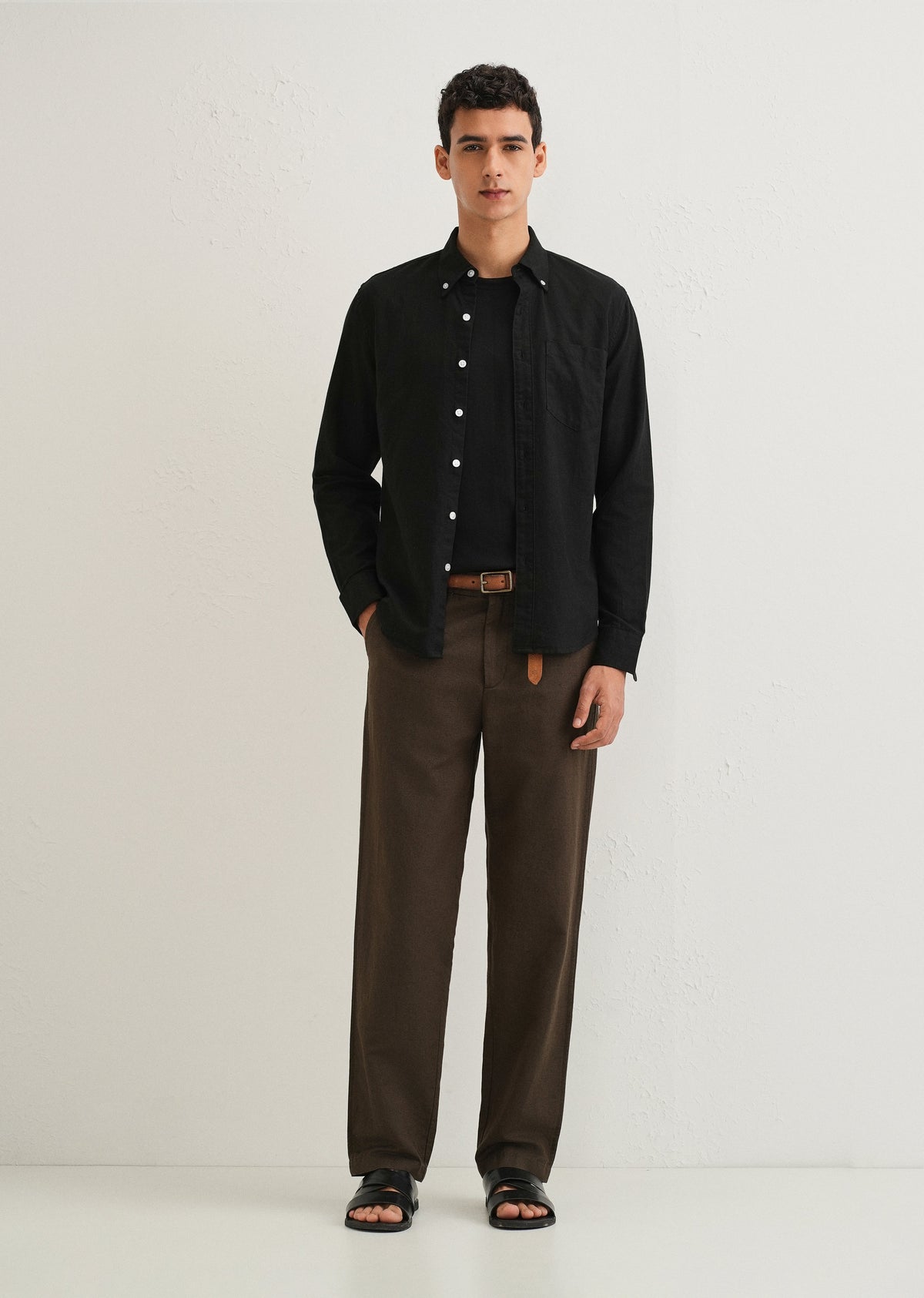 Obsidian Black Cotton Linen Shirt