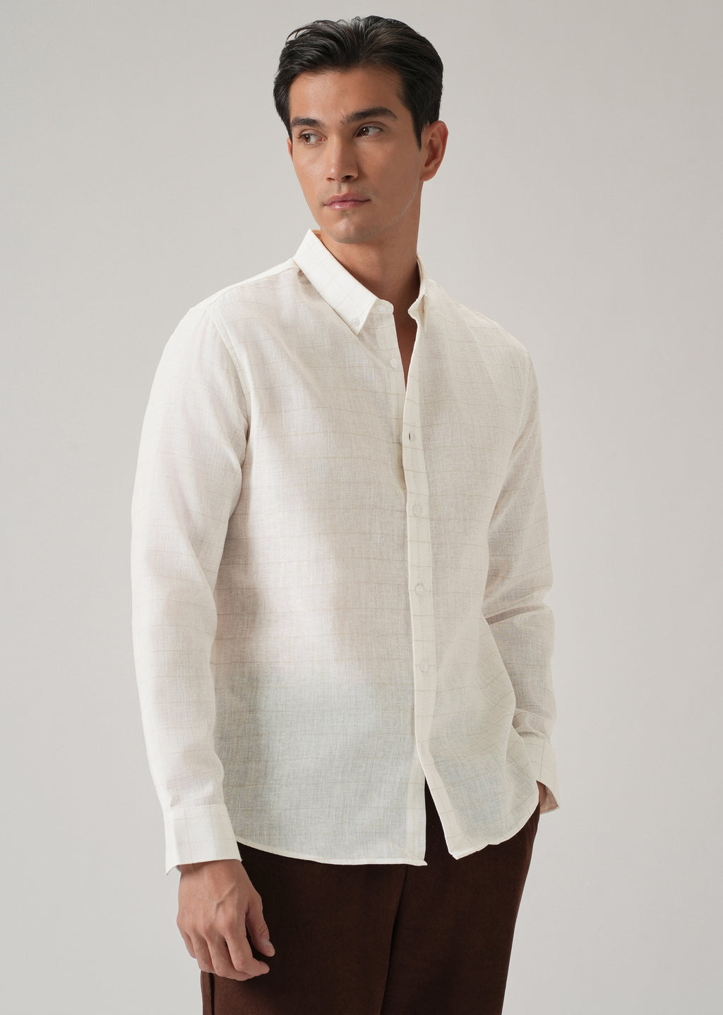 Off White Check Linen Shirt