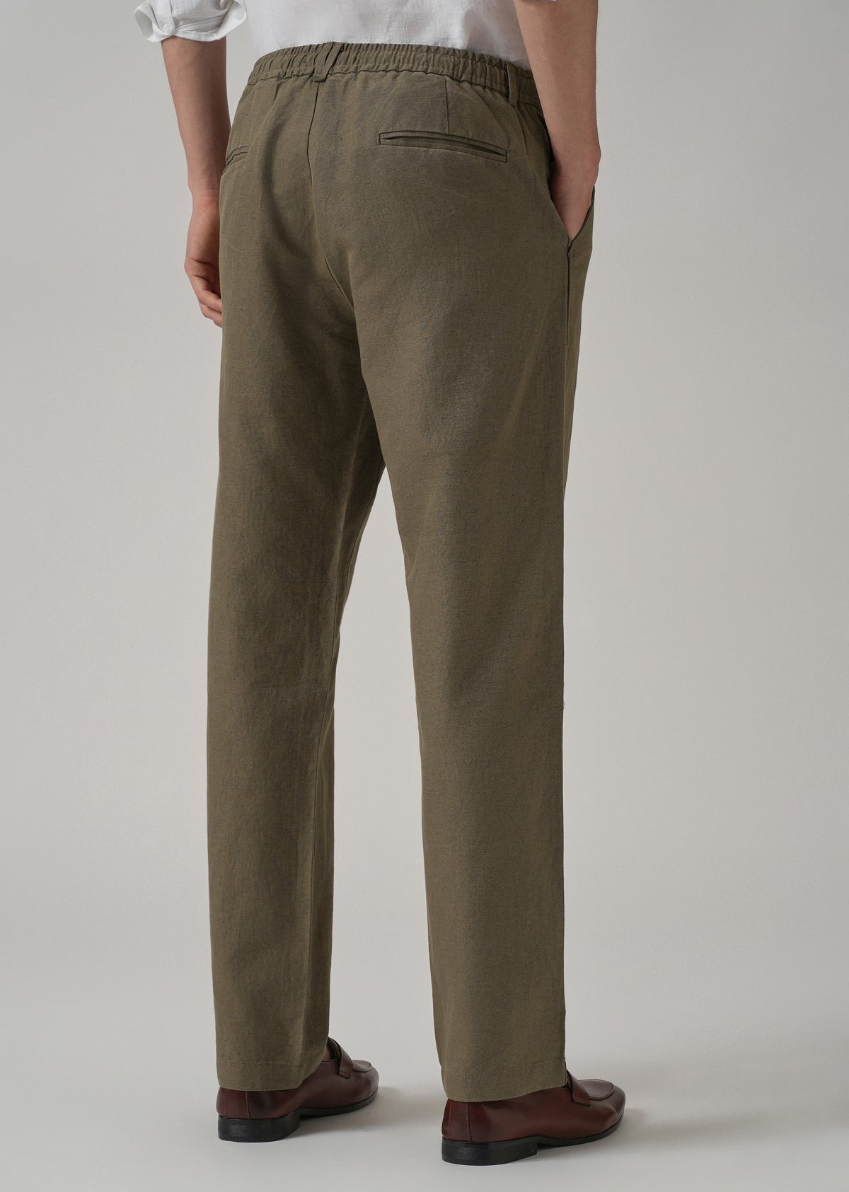 Olive Linen Relaxed Fit Trouser