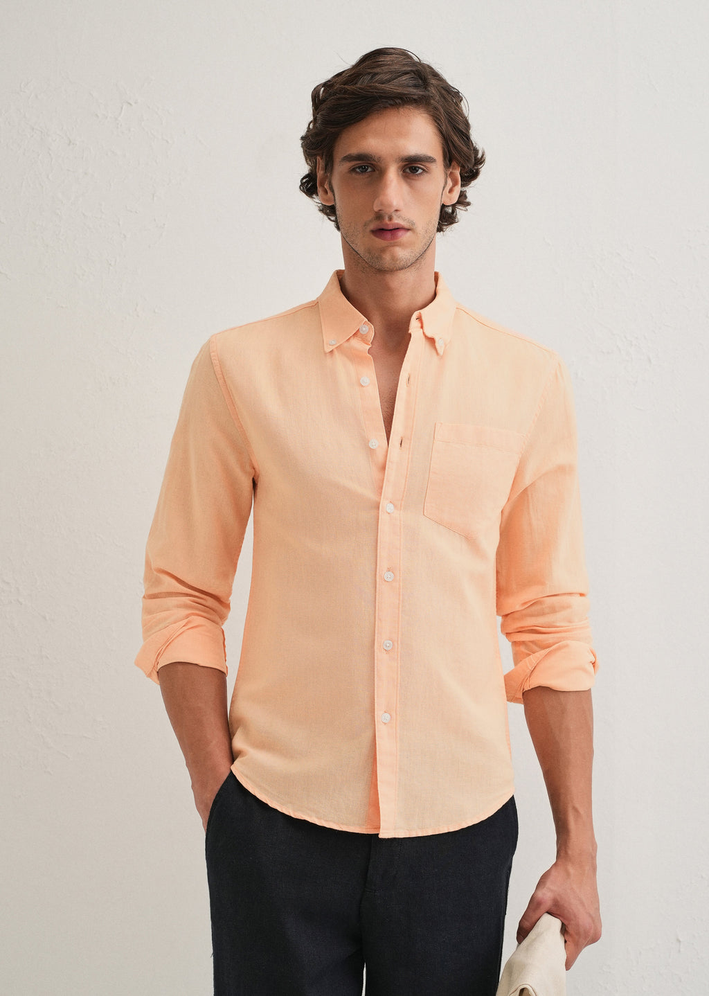 Orange Cotton Linen Shirt