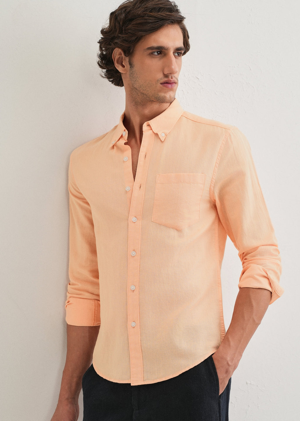 Orange Cotton Linen Shirt