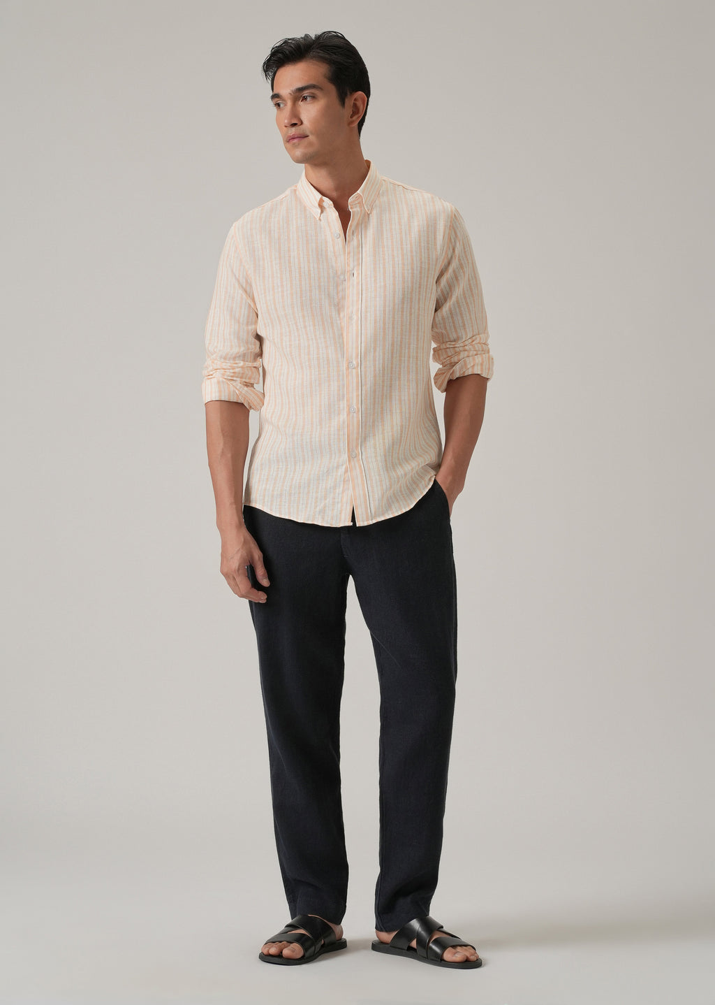 Orange Stripe Linen Shirt