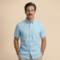 Breeze Linen Half Sleeves Shirt In Powder Blue