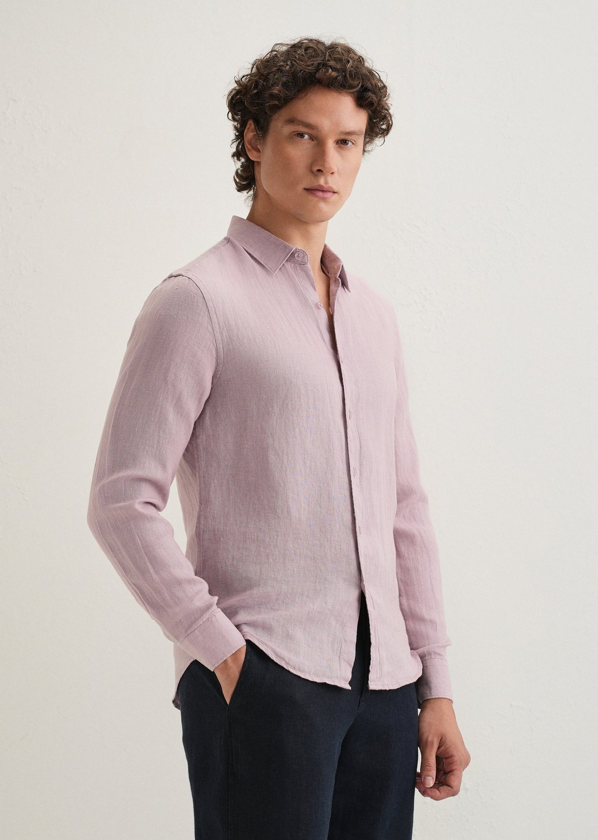Pastel Purple Pure Linen Shirt
