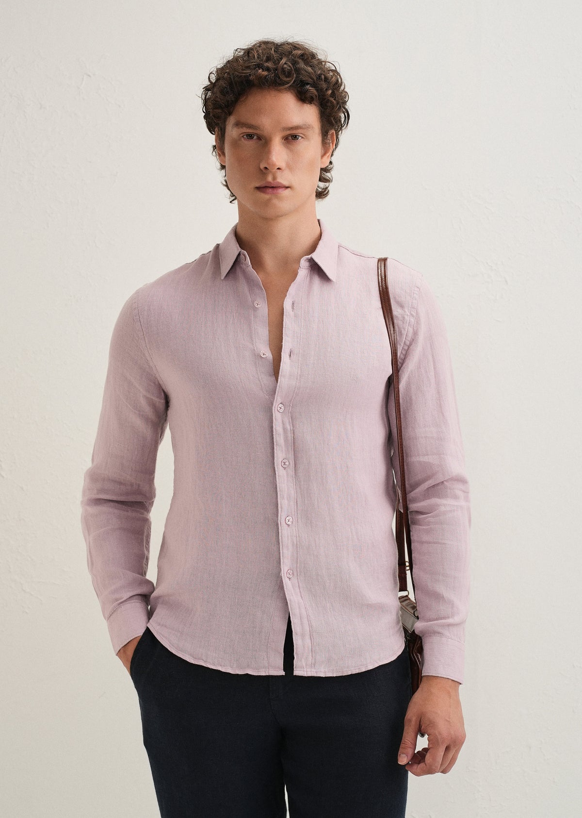 Pastel Purple Pure Linen Shirt