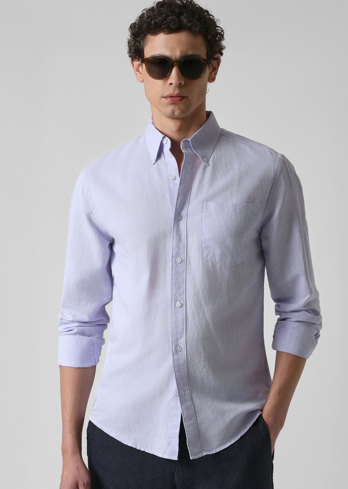 Pastel Lavender Cotton Linen Shirt
