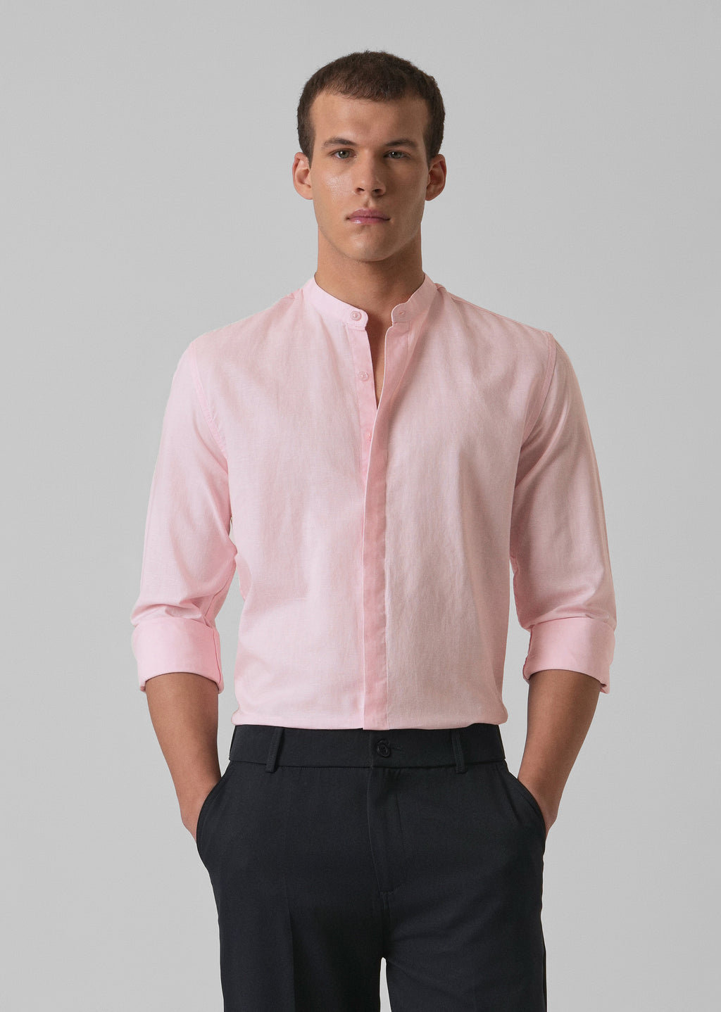 Pastel Pink Cotton Linen Shirt
