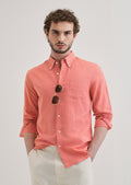 Peach Pink Cotton Linen Shirt