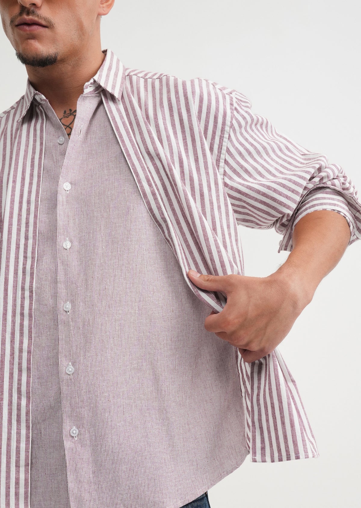 Pink Layered Look Stripe Shirt
