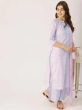 Gerua Pink Printed Viscose Rayon Straight Kurta With Palazzos & Dupatta