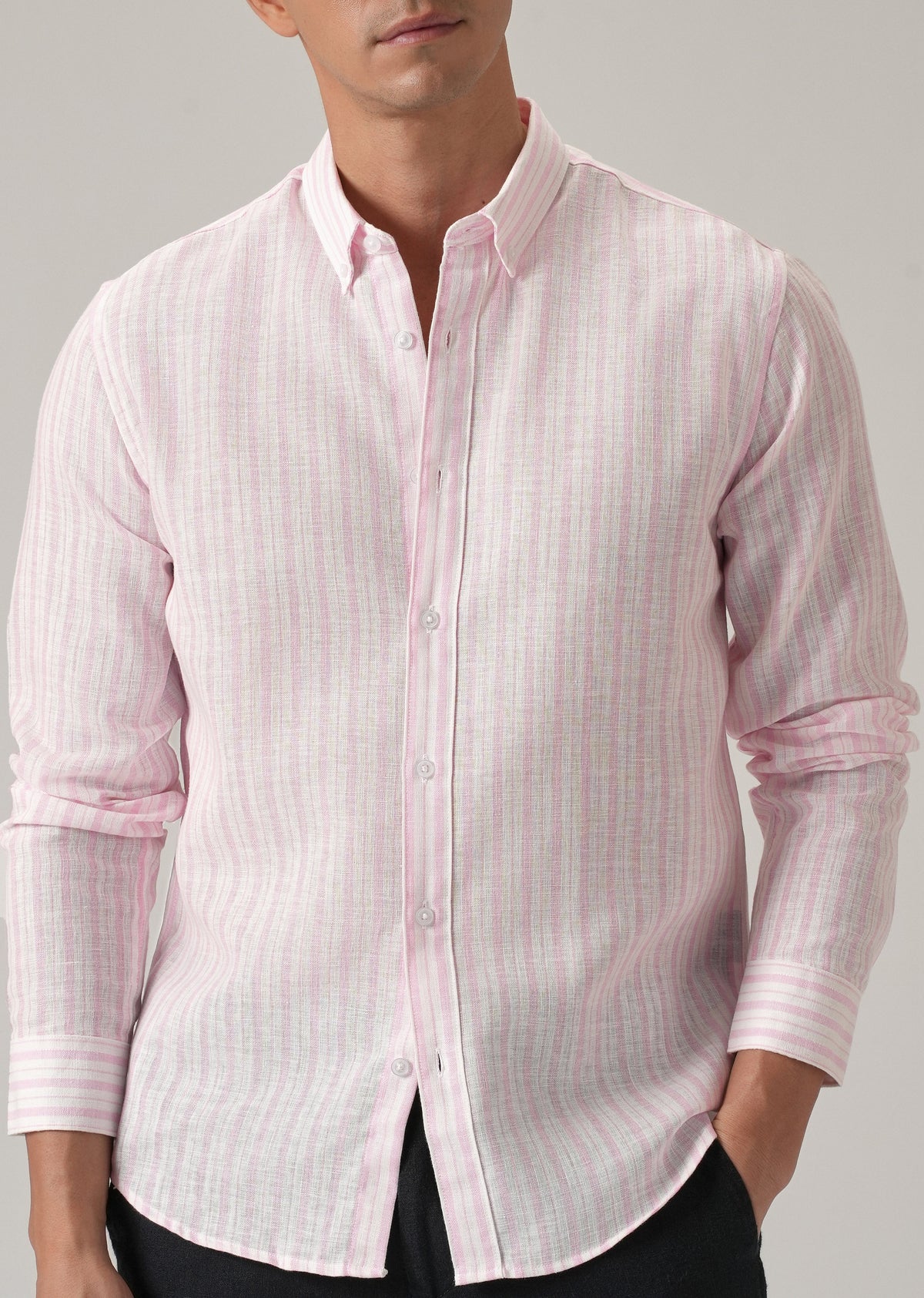 Pink Stripe Linen Shirt